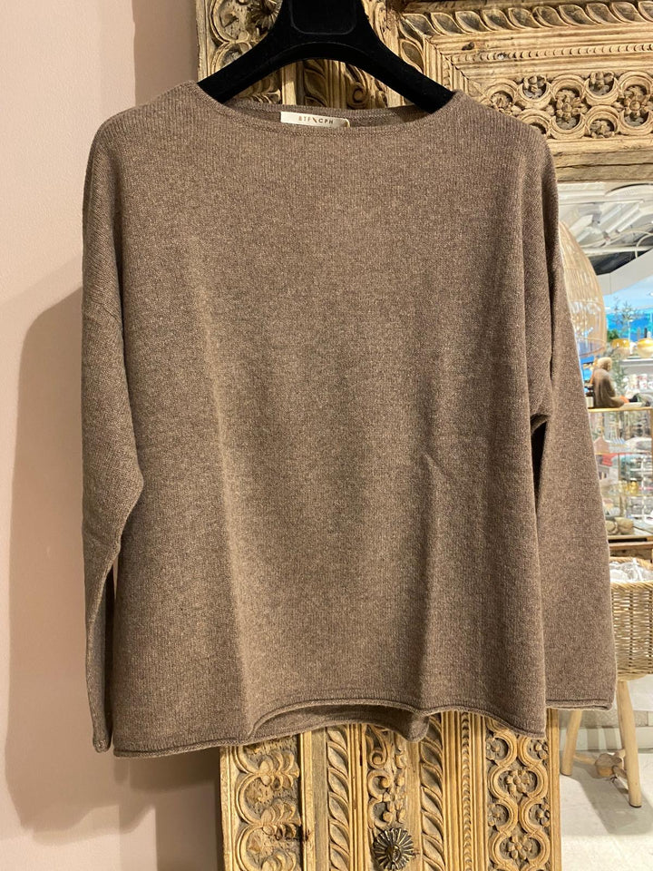Pure oversized cashmere genser brown melange