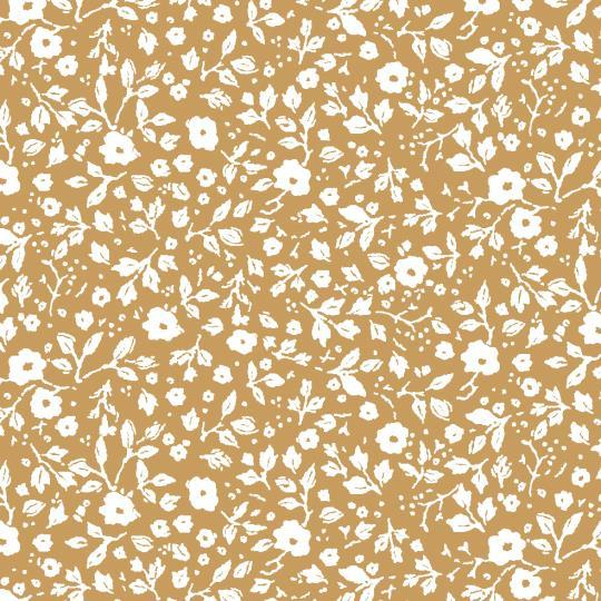 Kaffeserviett mustard m/ blomster 20 pakk