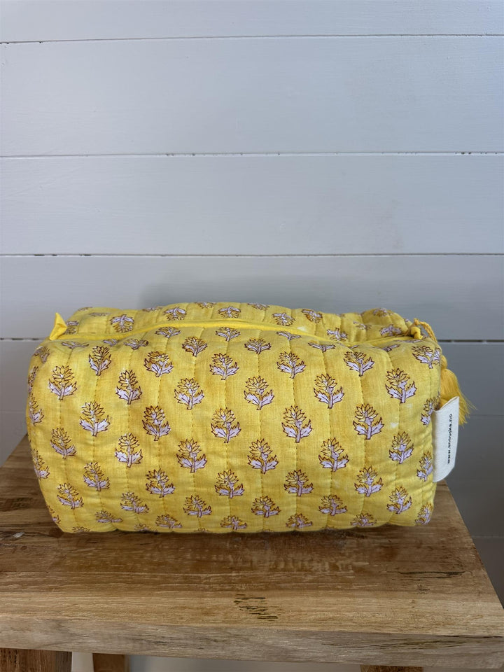 Toalettmappe blokktrykket Clementine yellow