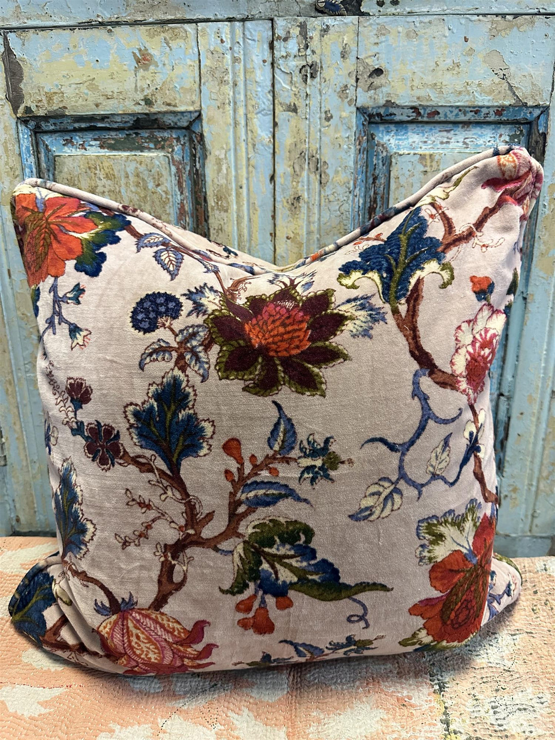 Putetrekk 50 x 50 cm velur blomster light pink