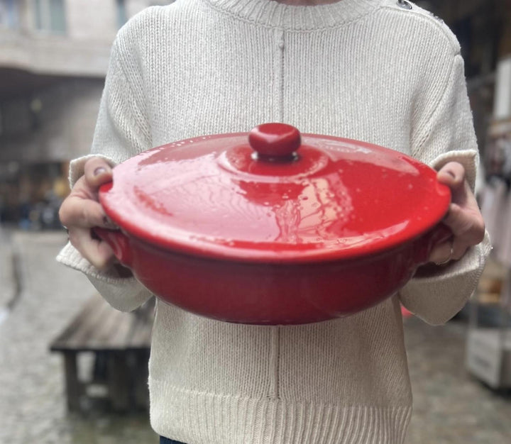 Ildfast terracotta gryte med lokk Ø: 29,5 cm rød