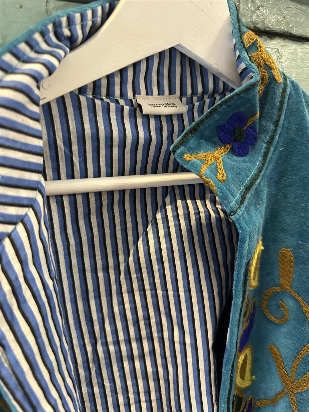 Anouska jakke velur med broderier petroleum