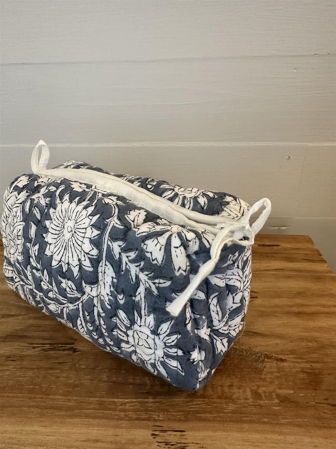 Sminkepung blokktrykket Blue