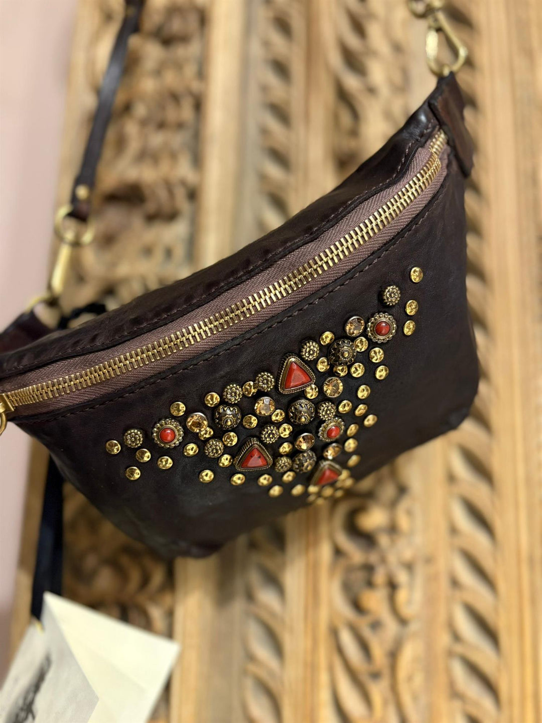 Tessa bumbag med studs brown