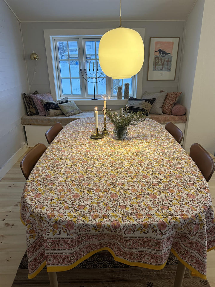 Duk Fleur yellow 150 x 250 cm blokktrykket