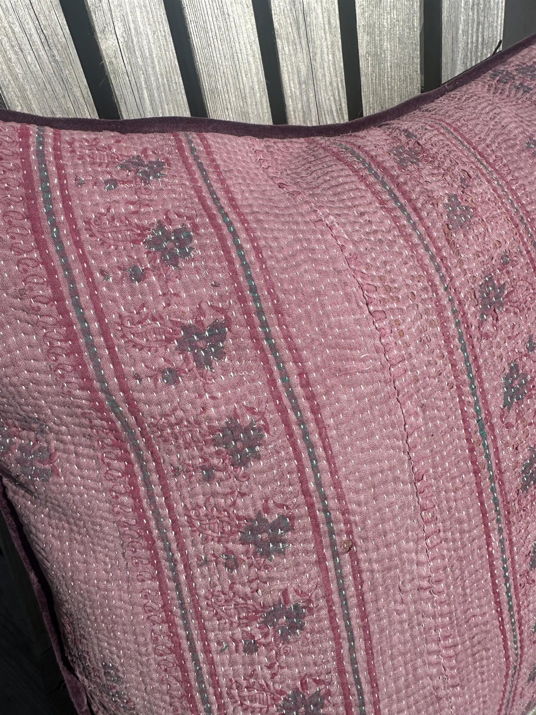 Putetrekk vintage kantha blokktrykket bakside 50x50 cm Nr 2
