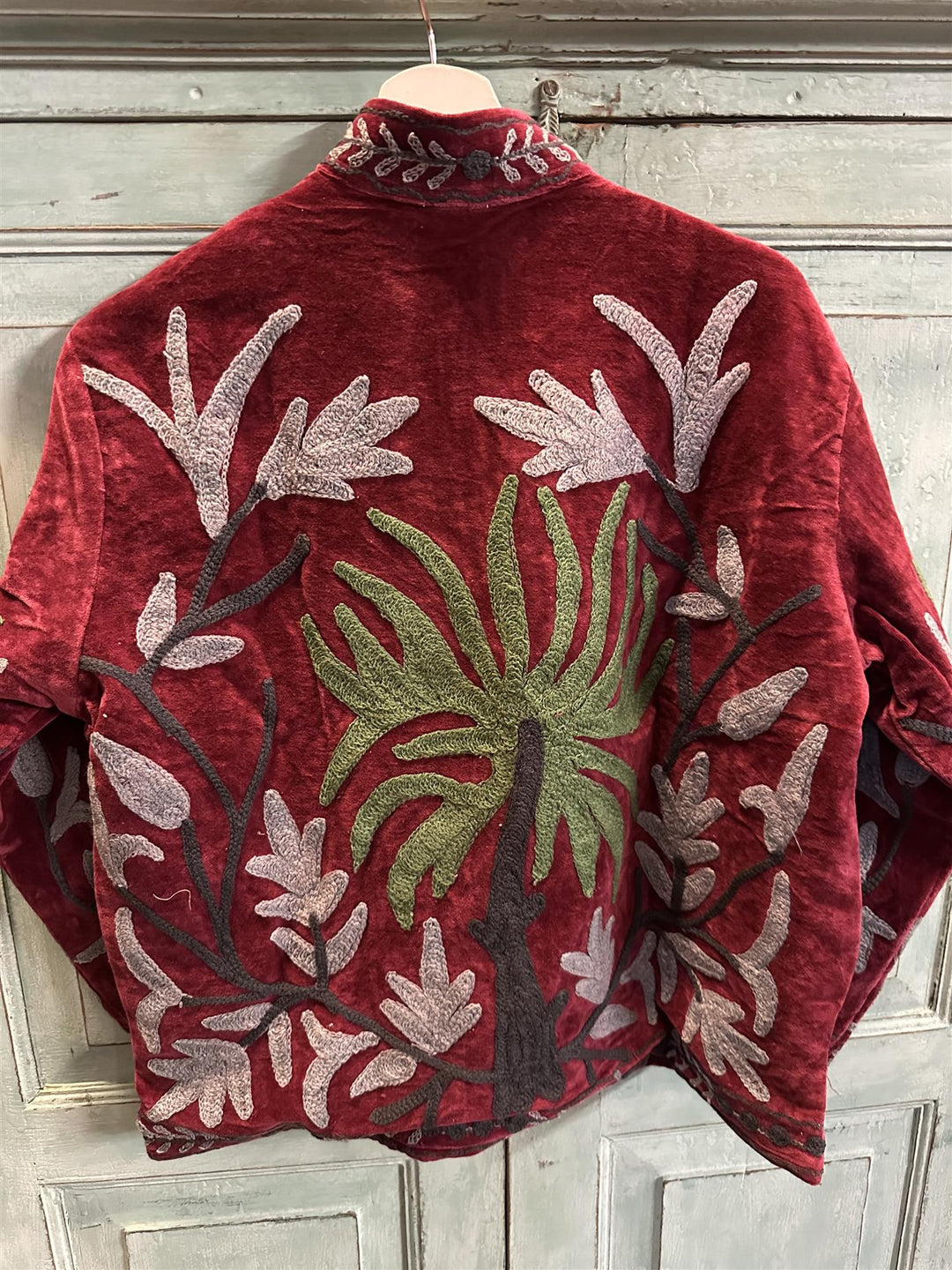 Anouska jakke velur med broderier burgundy