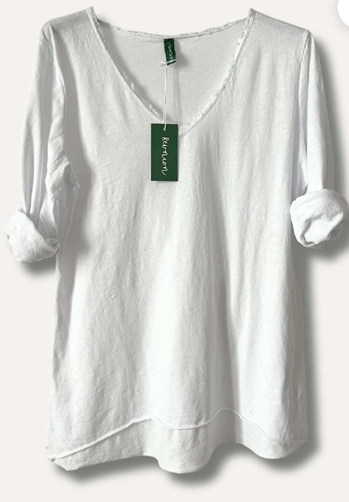 V-classic long sleeve White