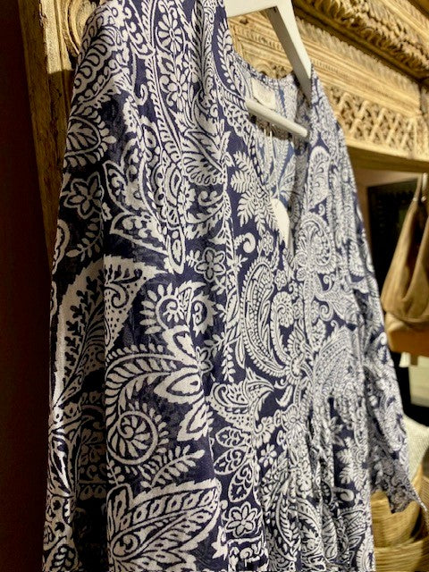 Maria lang kjole blue  paisley