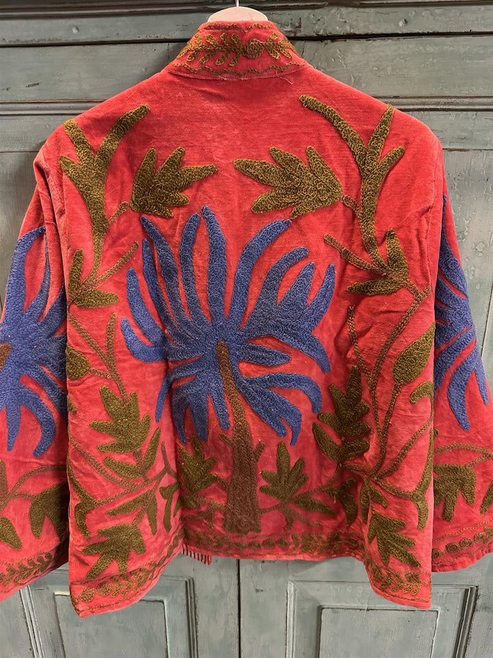 Anouska jakke velur med broderier coral