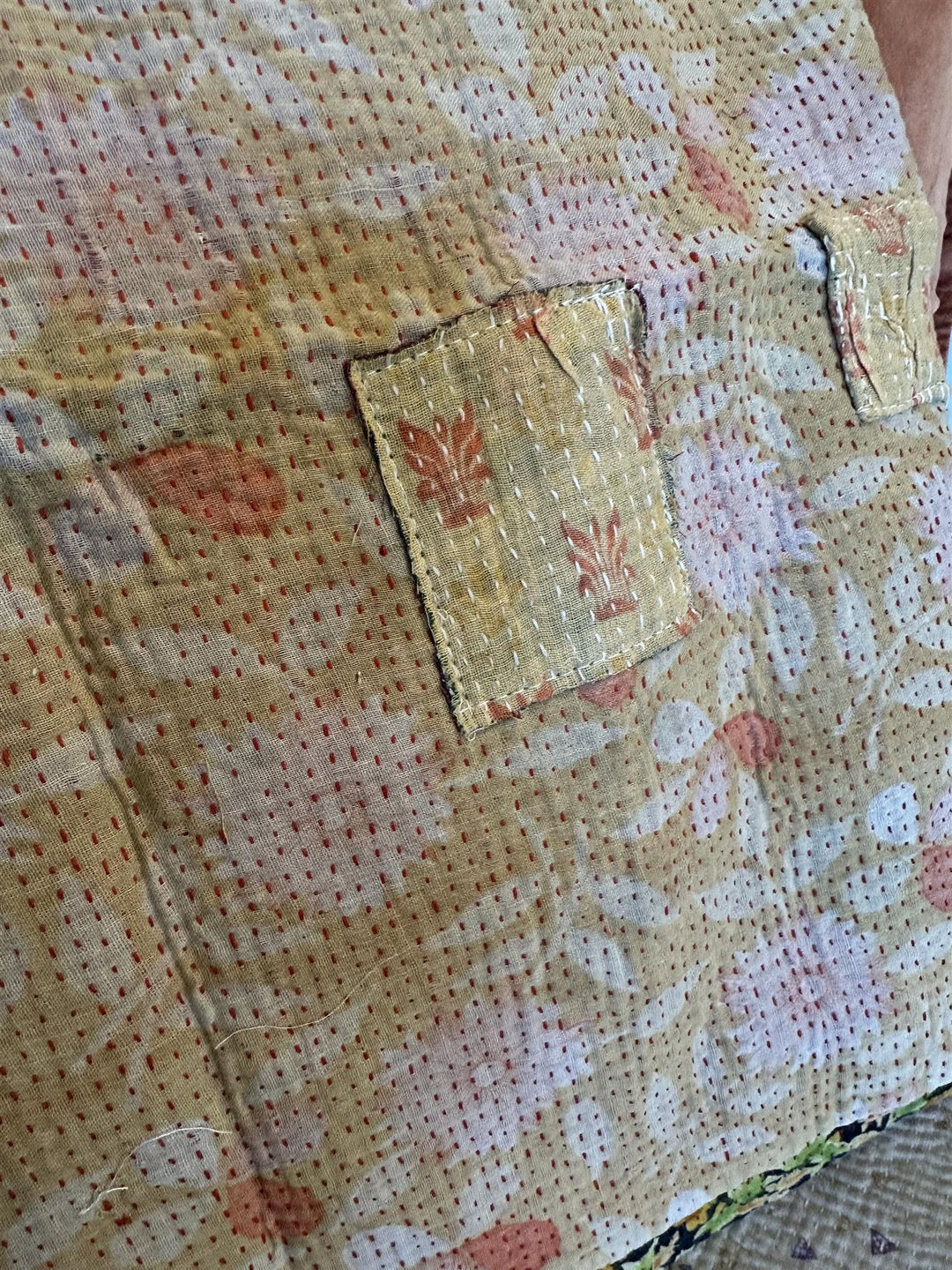 Putetrekk vintage kantha 60 x 60 cm Nr 24