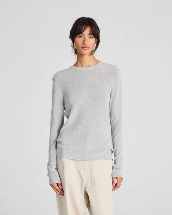 Freja strikket genser light grey melange