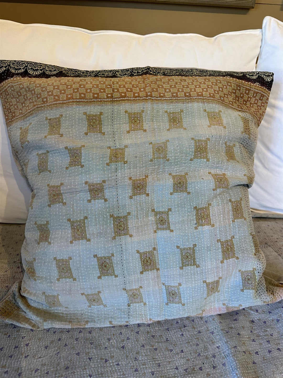 Putetrekk vintage kantha 60 x 60 cm Nr 26