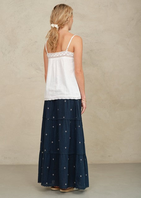 Lucca emb maxi skjørt indigo