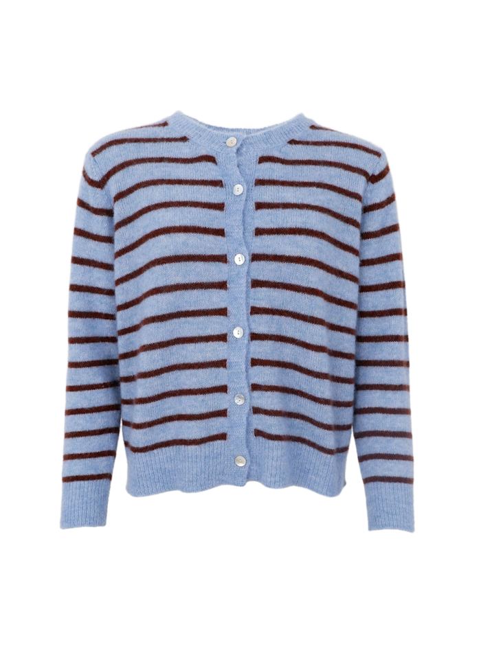 Dell cardigan med striper blå