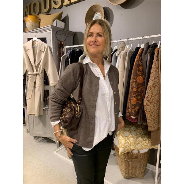 Cardigan cashmere ash brown melange