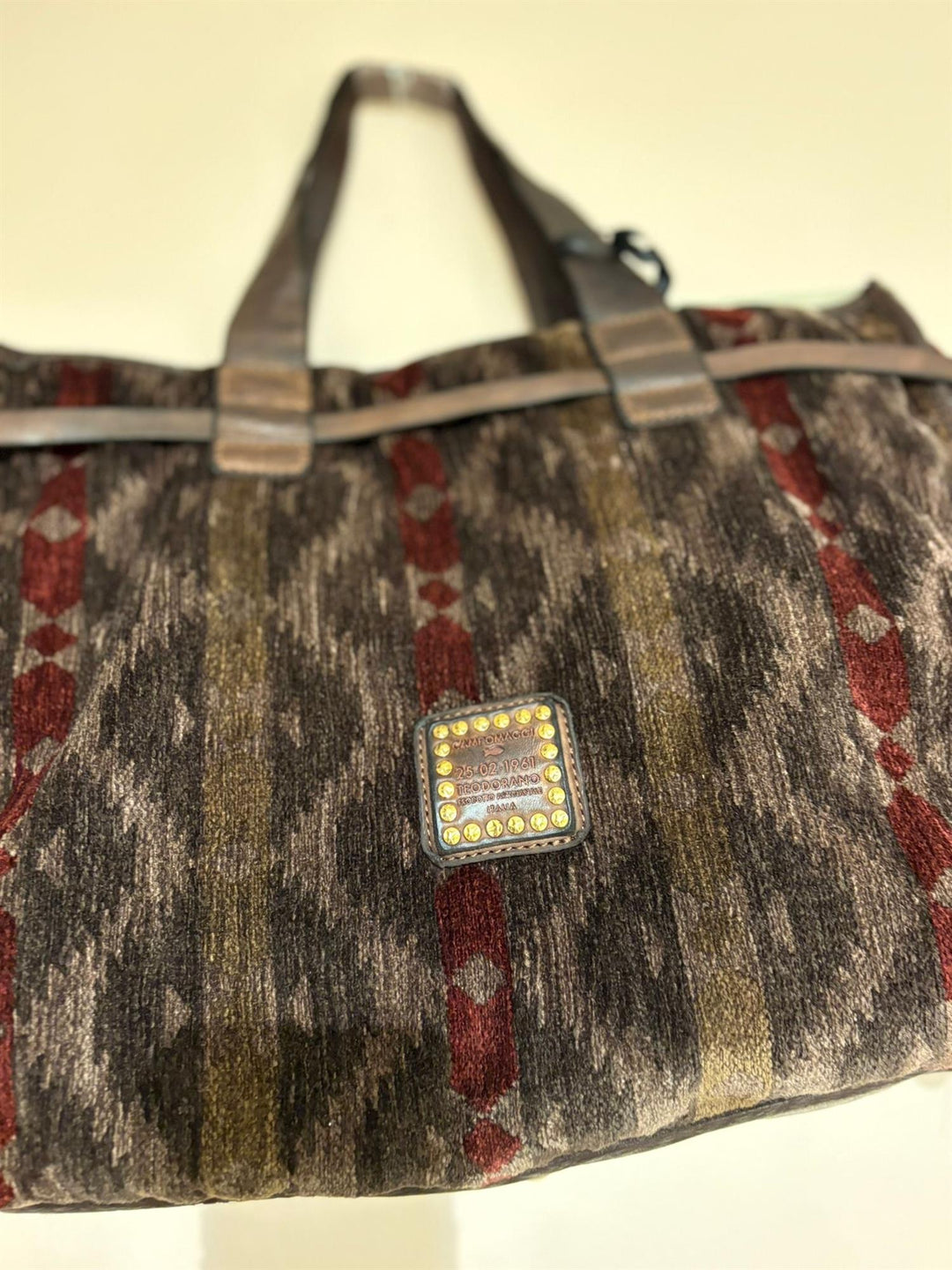 Patrizia bag velur og skinn bordeaux/brown