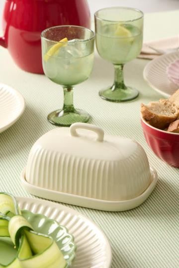 Smørklokke hvit keramikk