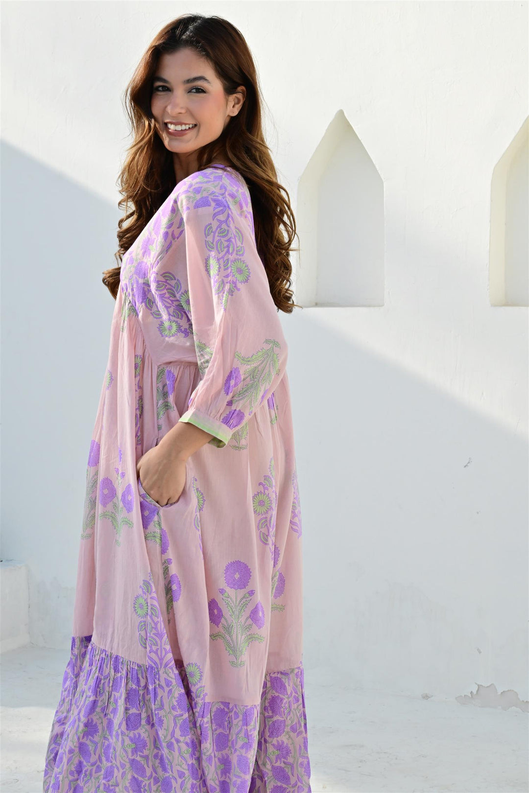 Antibes lang kjole powder pink