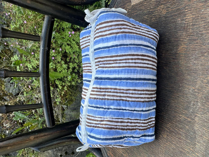 Sminkepung blokktrykket stripe blues