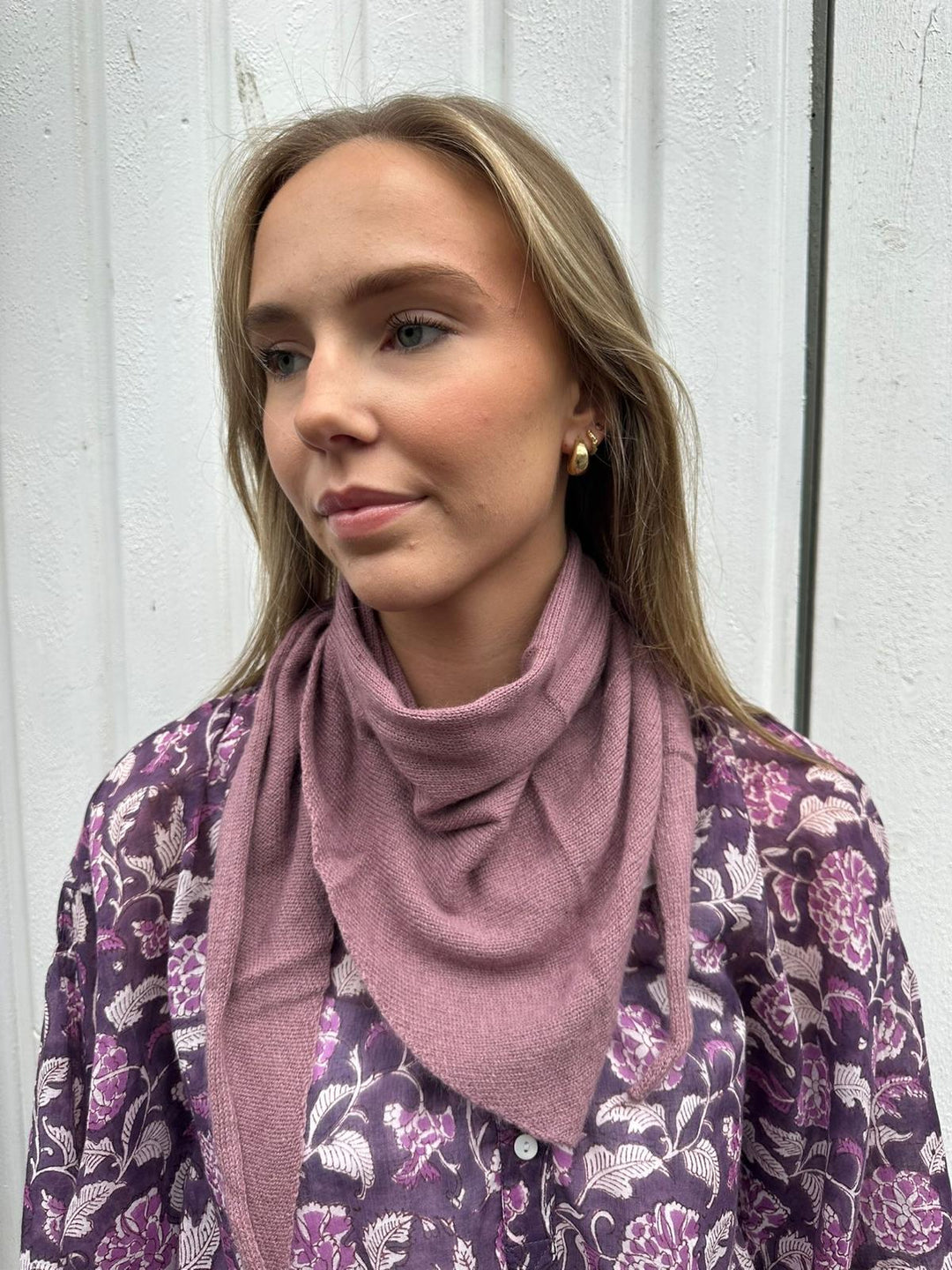Skjerf trekant cashmere gammel  rosa