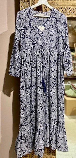 Maria lang kjole blue  paisley