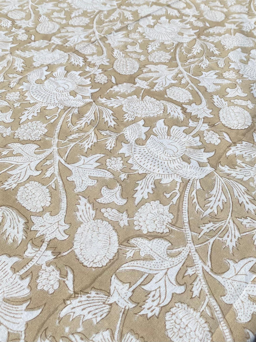 Duk blokktrykk 150 x 250 cm Beige