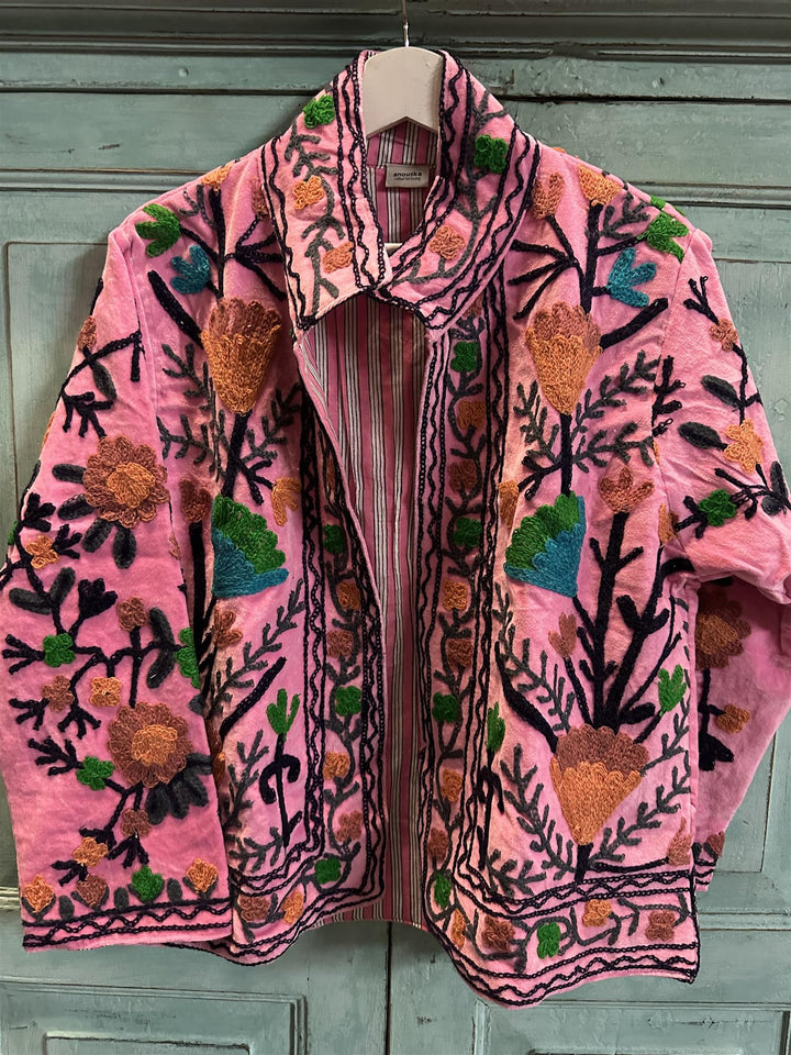 Anouska jakke velur med broderier light pink