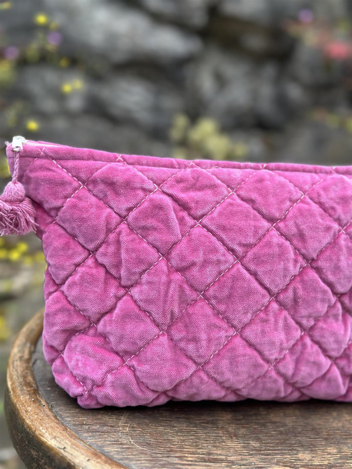 Toalettmappe velur rosy pink