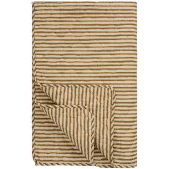 Quilt 130x180 cm sand med okergrønne striper