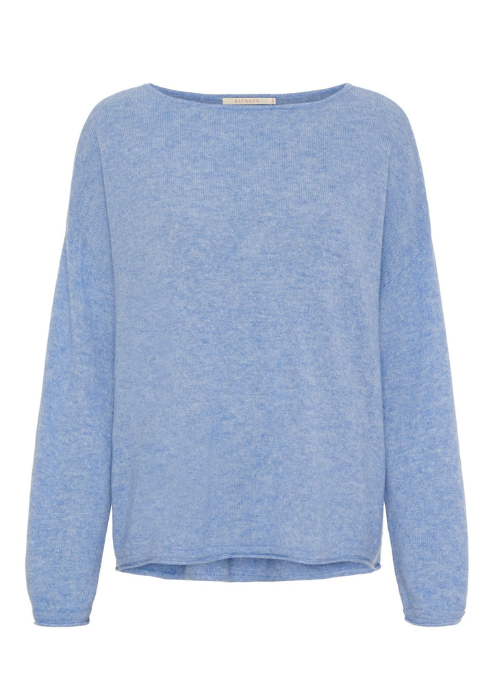 Mira cashmere oversized genser blue melange