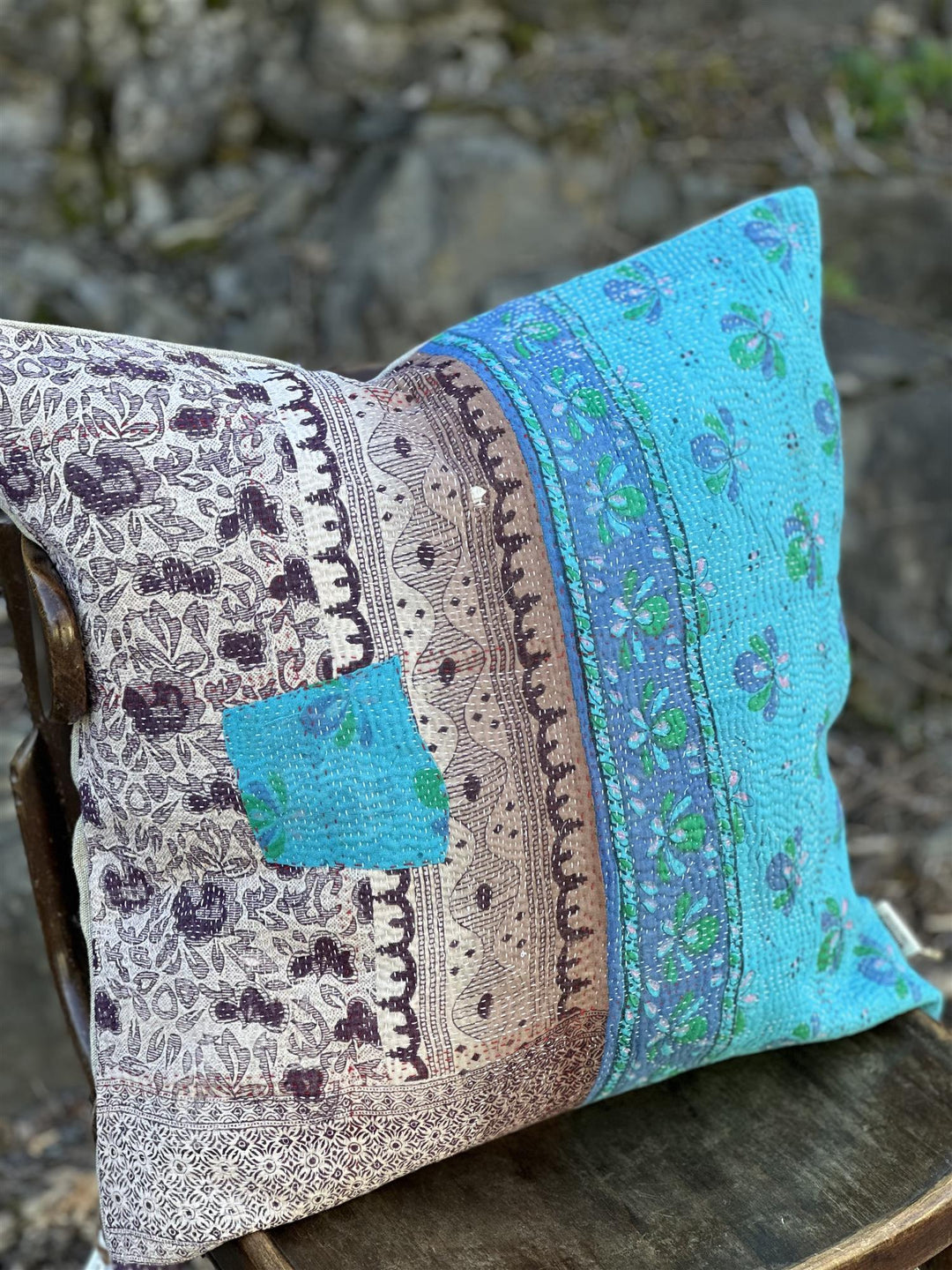 Putetrekk vintage kantha 50x50 cm Nr 23