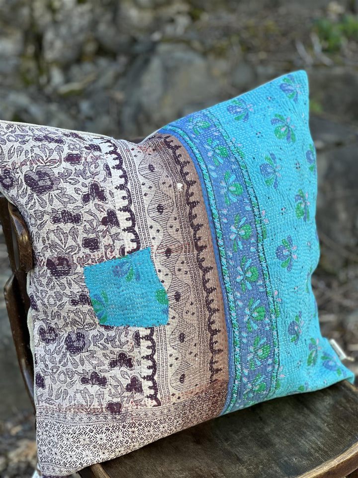 Putetrekk vintage kantha 50x50 cm Nr 23