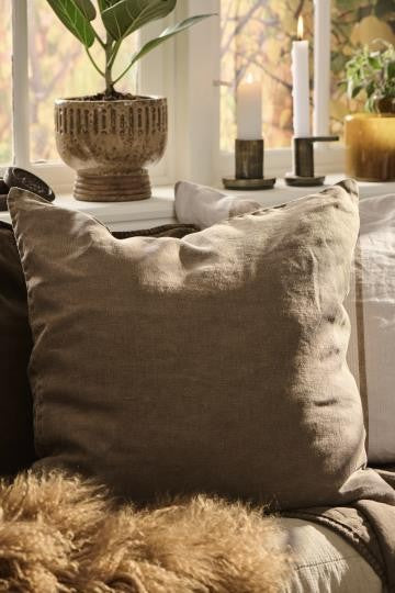 Putetrekk 50x50 cm 100% lin chocolate