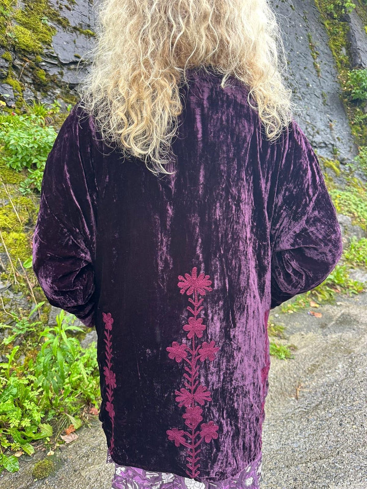Valentina kimono velur aubergine