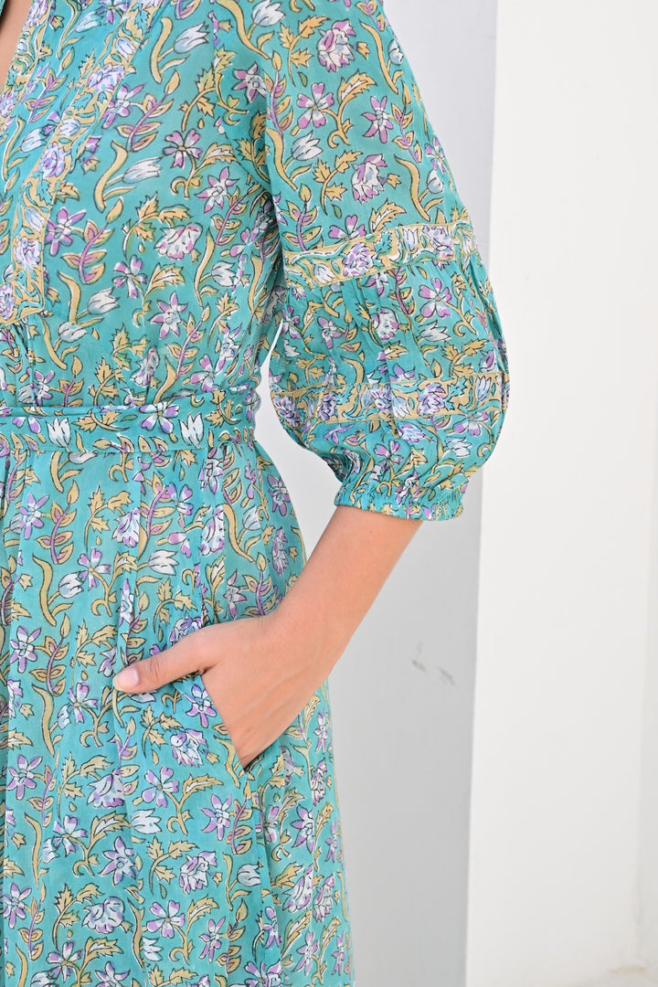Ville Franche lang kjole jade green