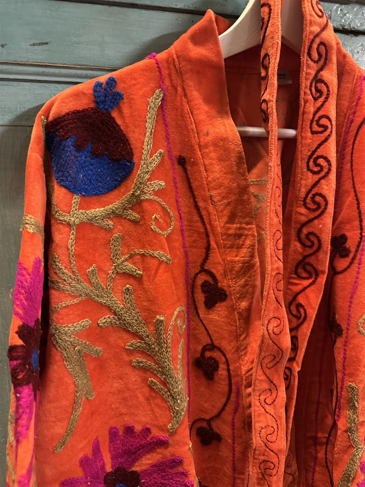 Lang brodert velur kimono nr 5