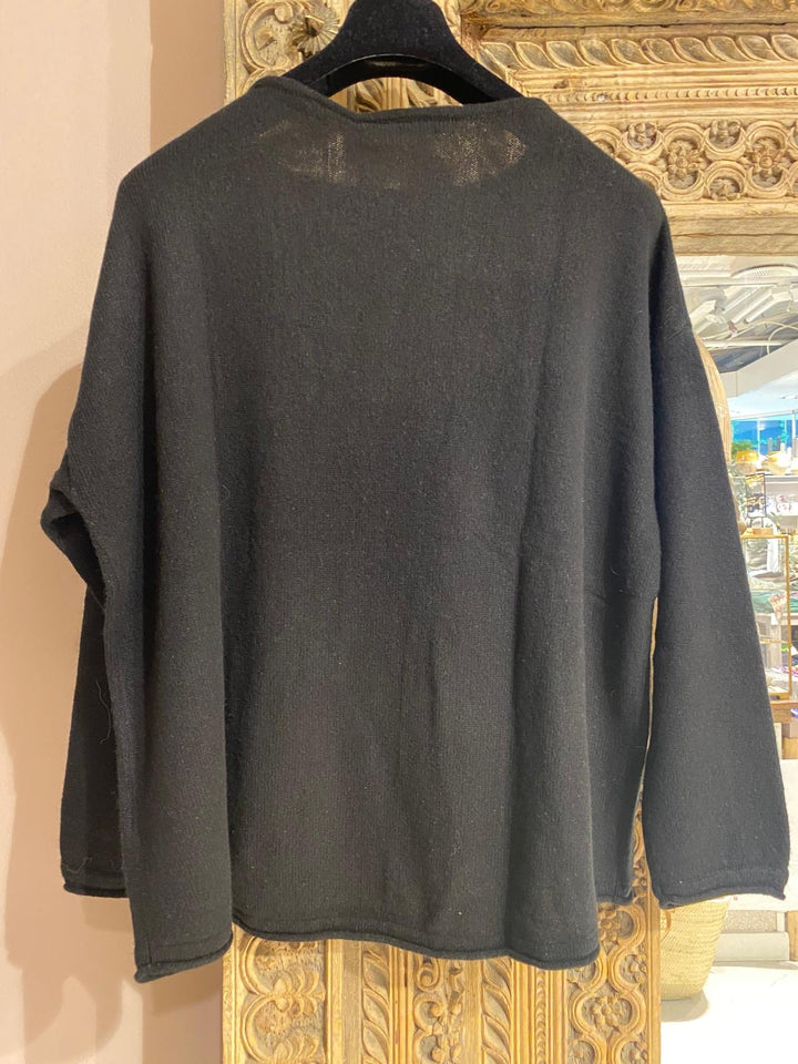 Pure oversized cashmere genser black