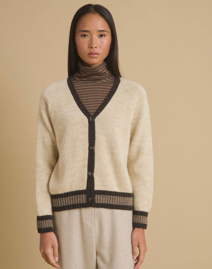 Gimo cardigan ecru/choco/taupe