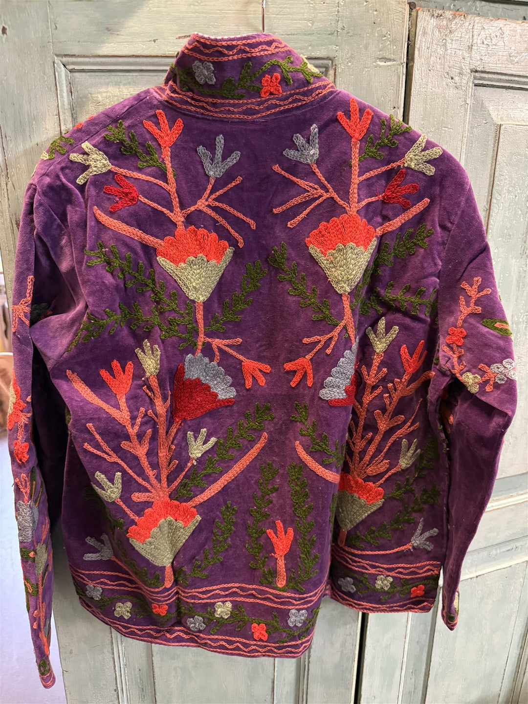 Anouska jakke velur med broderier light purple