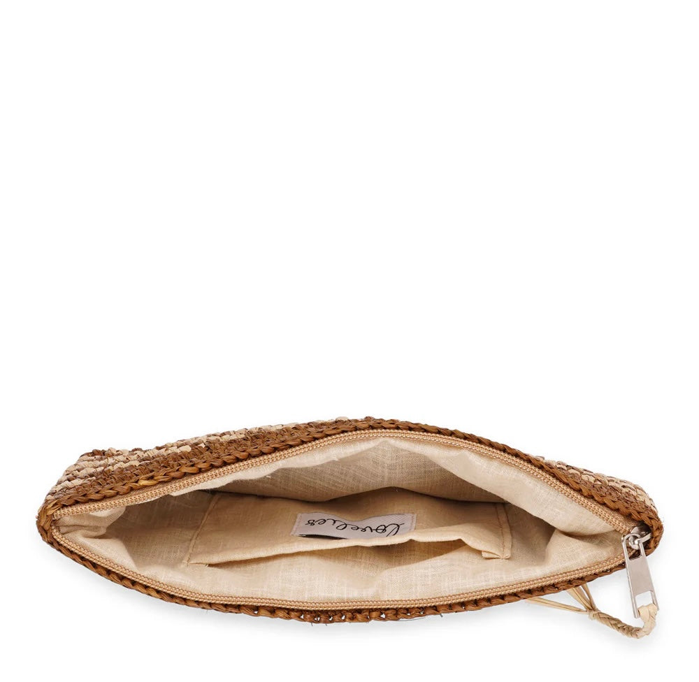 Mimose clutch raffia cinnamon/ nut