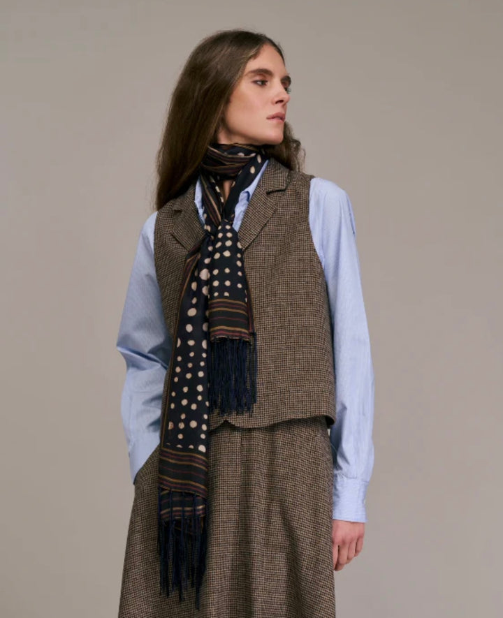 Skjerf Flamo 100% silke camel/sort