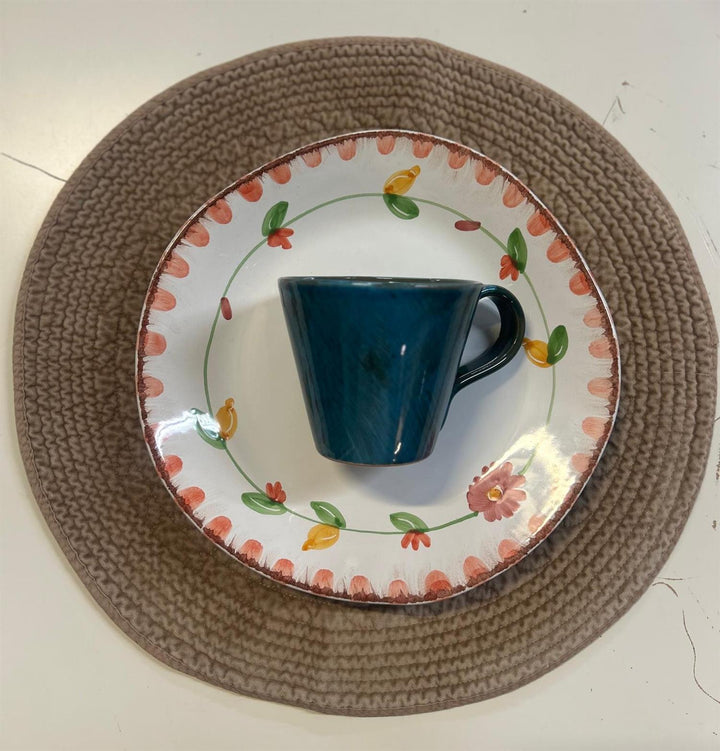 Spisebrikke velur rund Ø: 40 cm latte