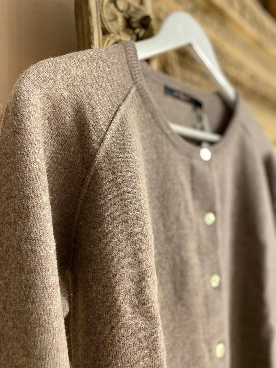 Cardigan cashmere ash brown melange