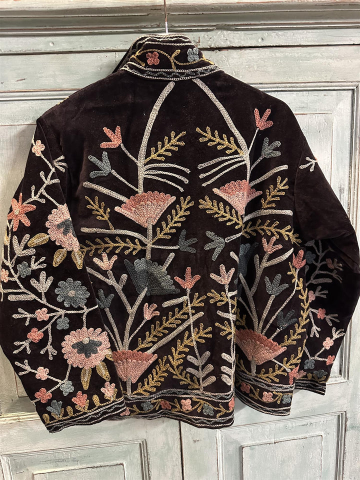 Anouska jakke velur med broderier black