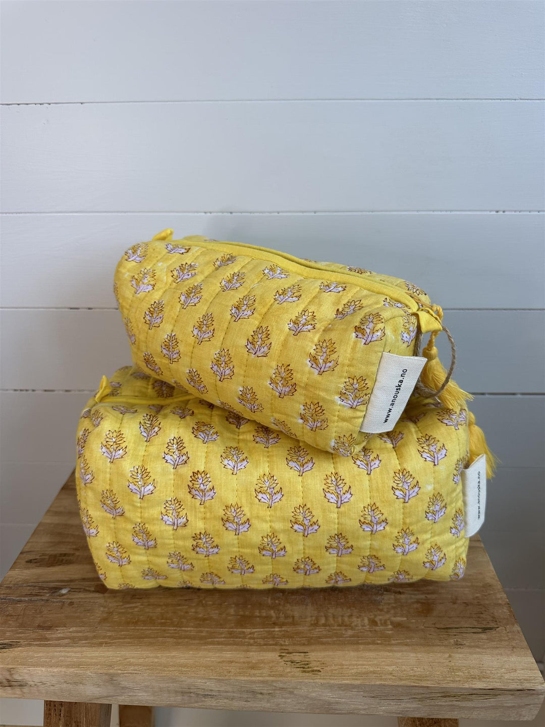 Sminkepung blokktrykket Clementine yellow