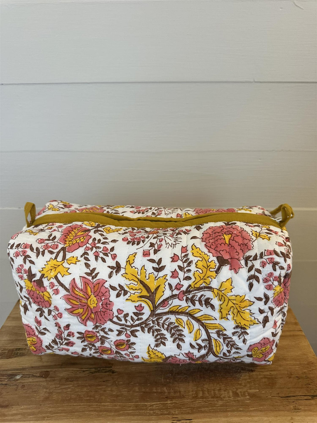 Toalettmappe blokktrykket Fleur yellow