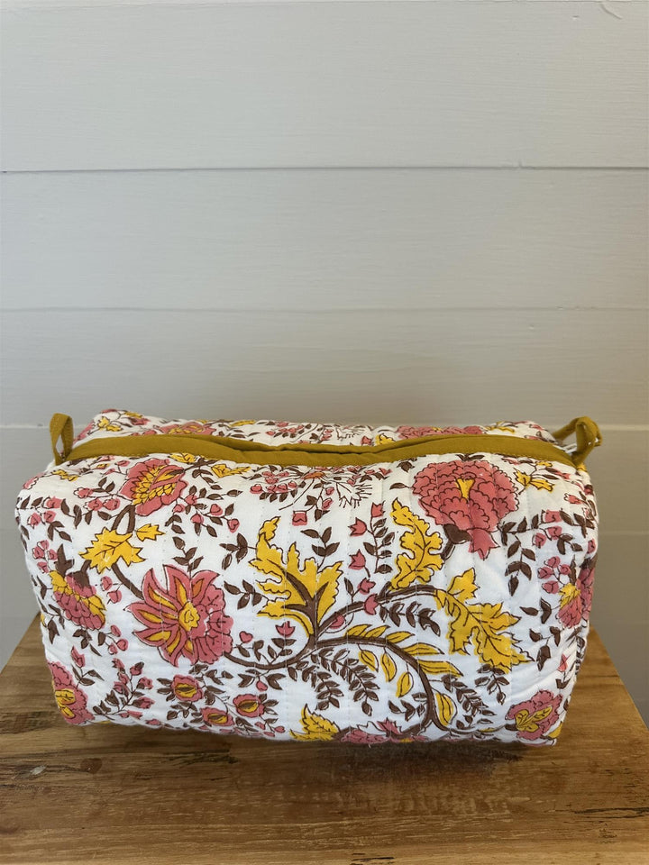 Toalettmappe blokktrykket Fleur yellow