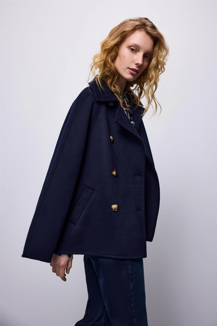 Short coat wool classic midnight blue