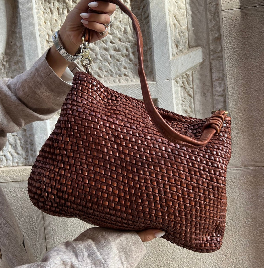 Shopper skinnveske brown